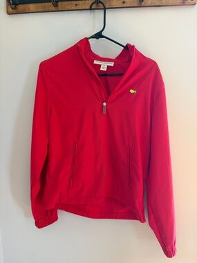 Masters Red Pullover Windbreaker with Yellow Logo